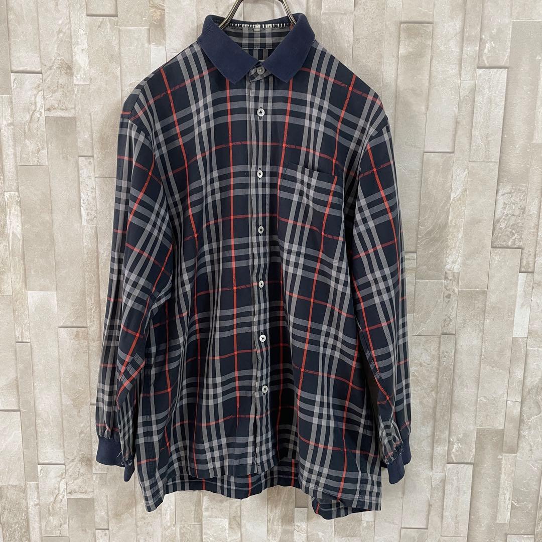 90s BURBERRY バーバリー 長袖シャツ チェック柄 サイズM – OMNISTYLE