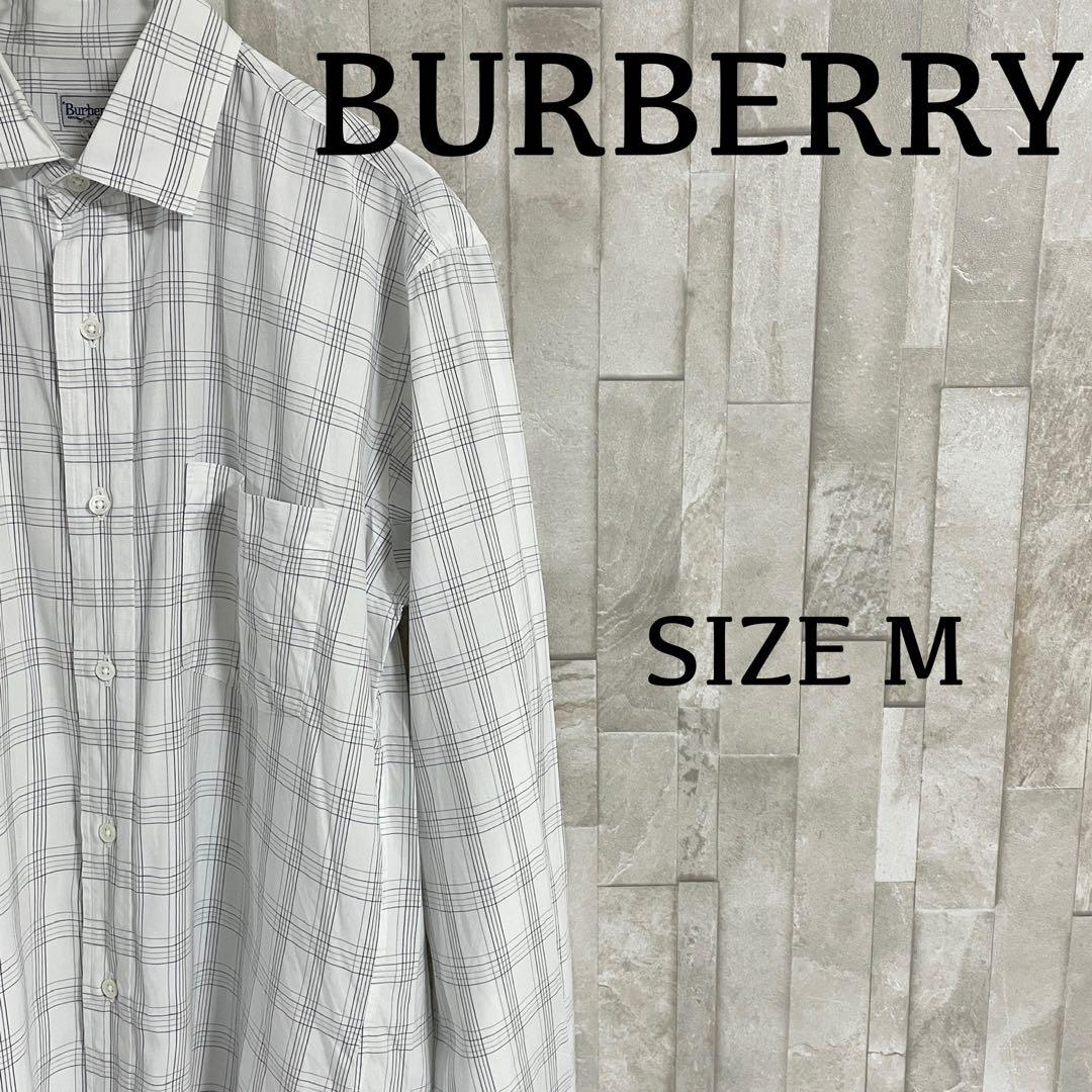 90s BURBERRY 長袖シャツ チェック柄 Mサイズ ホワイト – OMNISTYLE