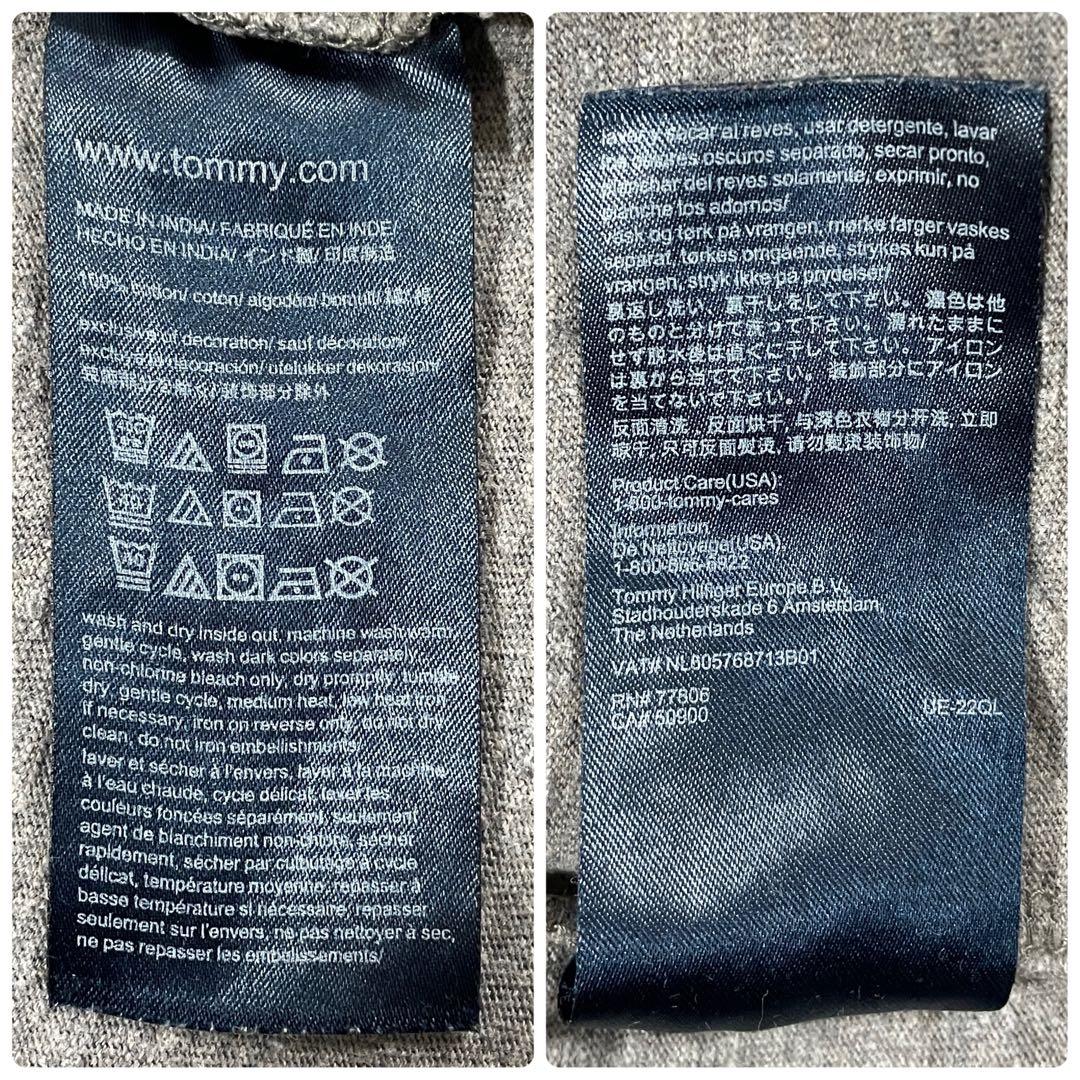 古着 TOMMY HILFIGER 長袖Tシャツ ロゴ刺繍 XS グレー