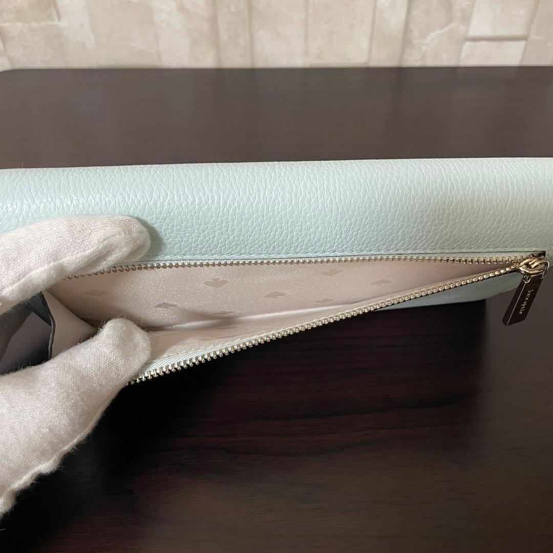 訳あり新品 kate spade 長財布 ブルーグロウ 水色系