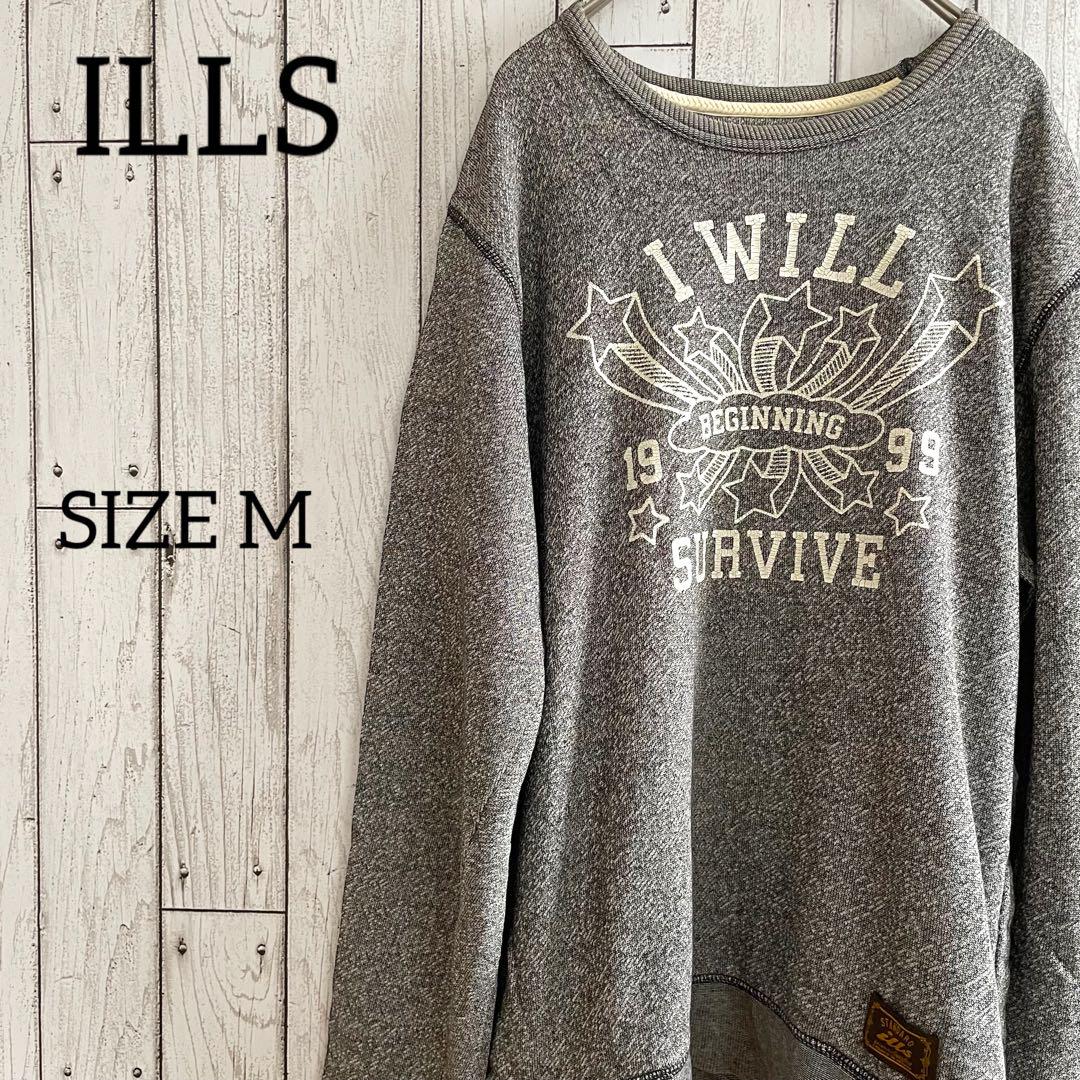 【美品】ILLS イルズ ユニセックスロングTシャツ Mサイズ グレー