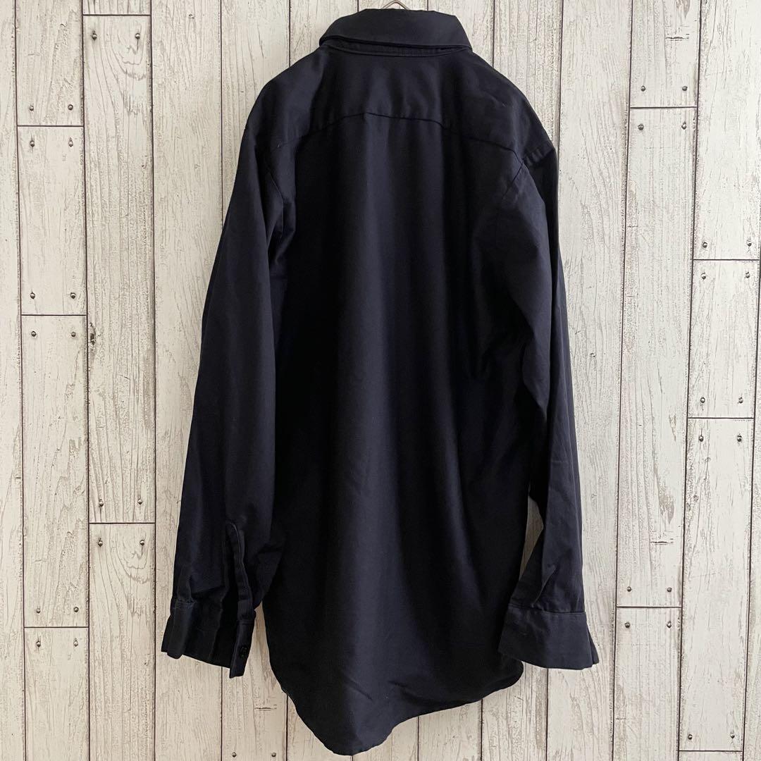 【美品】UniFirst メンズ 長袖ワークシャツ ネイビー