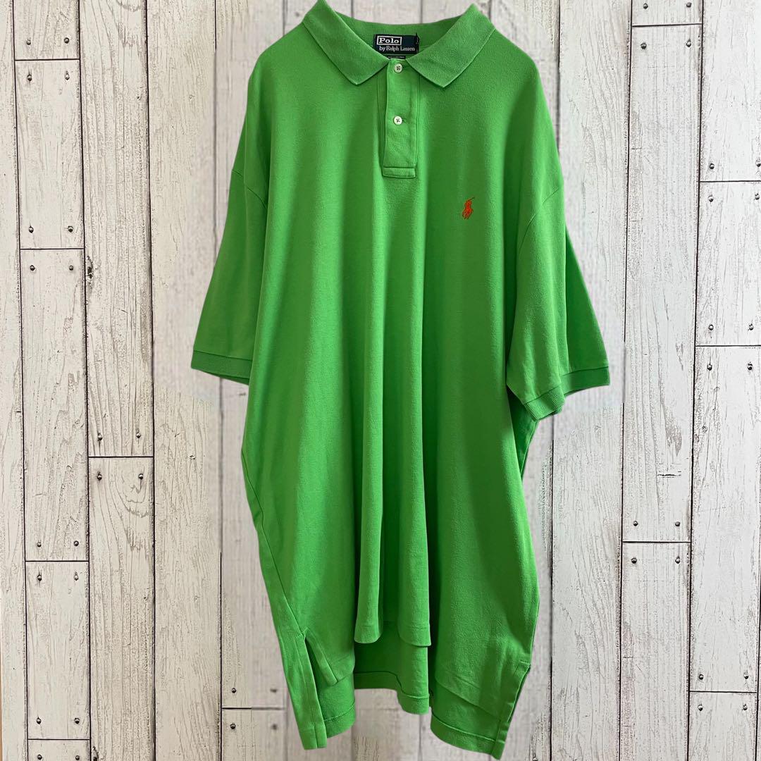 【美品】 古着90s Ralph Lauren ポロシャツ グリーン XXL