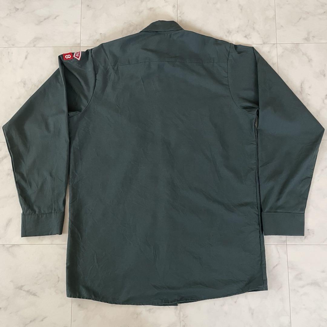 【美品】古着 RED KAP 長袖ワークシャツ Mサイズ グリーン