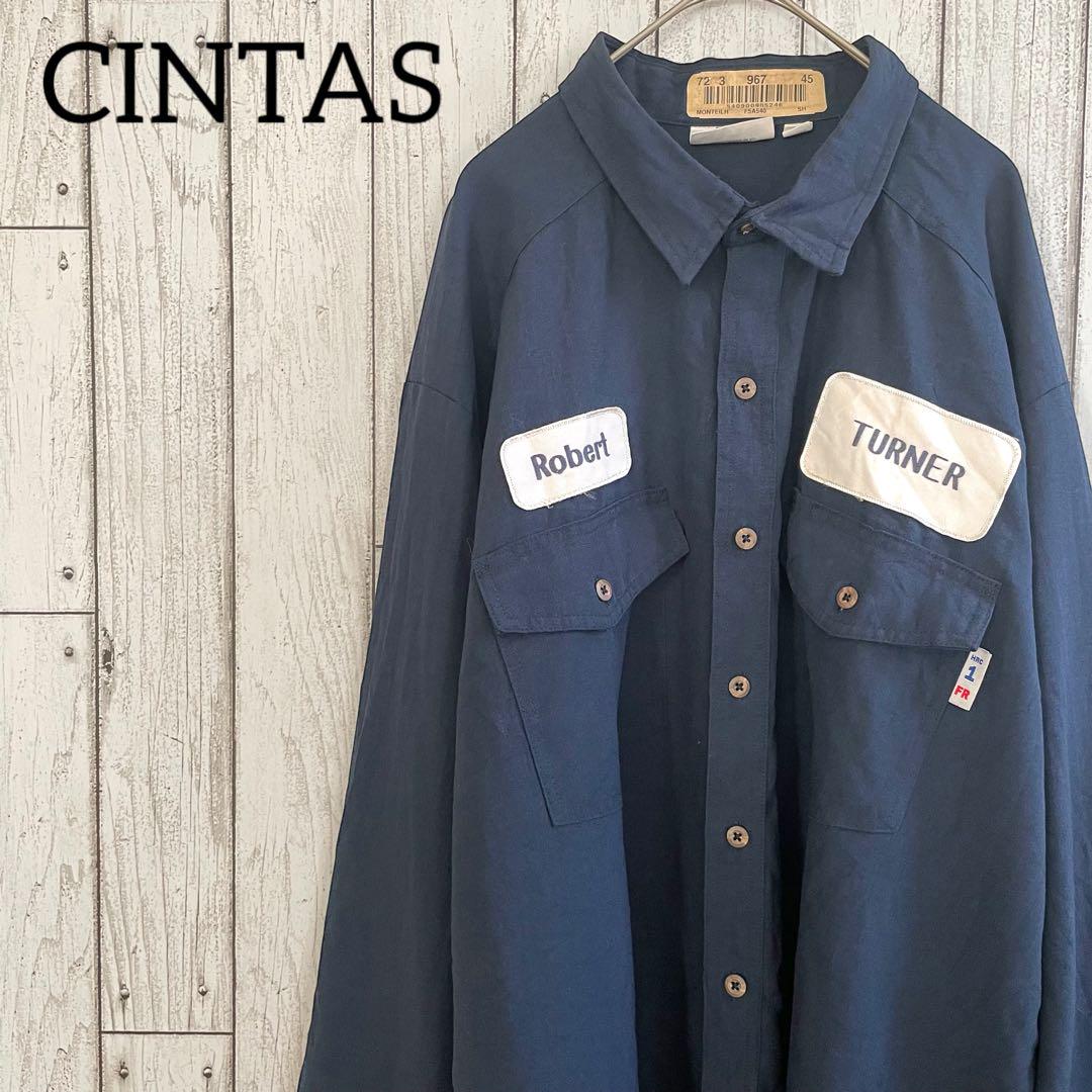 CINTAS シンタス メンズ 長袖ワークシャツ ネイビー