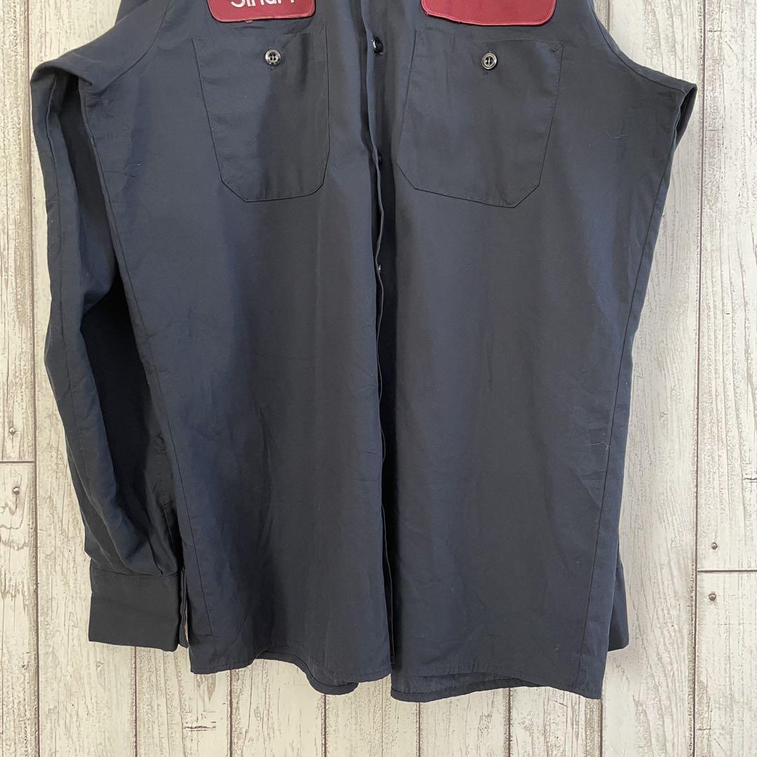 【美品】CINTAS メンズ 長袖ワークシャツ Mサイズ ネイビー