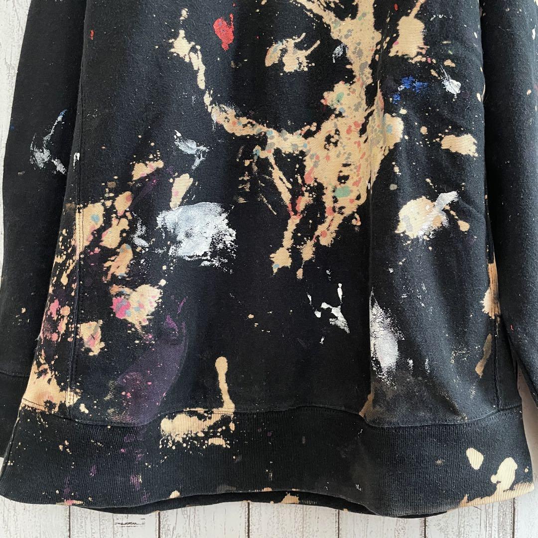 【美品】TRANSPORT メンズ トレーナー ブラック ペイント柄