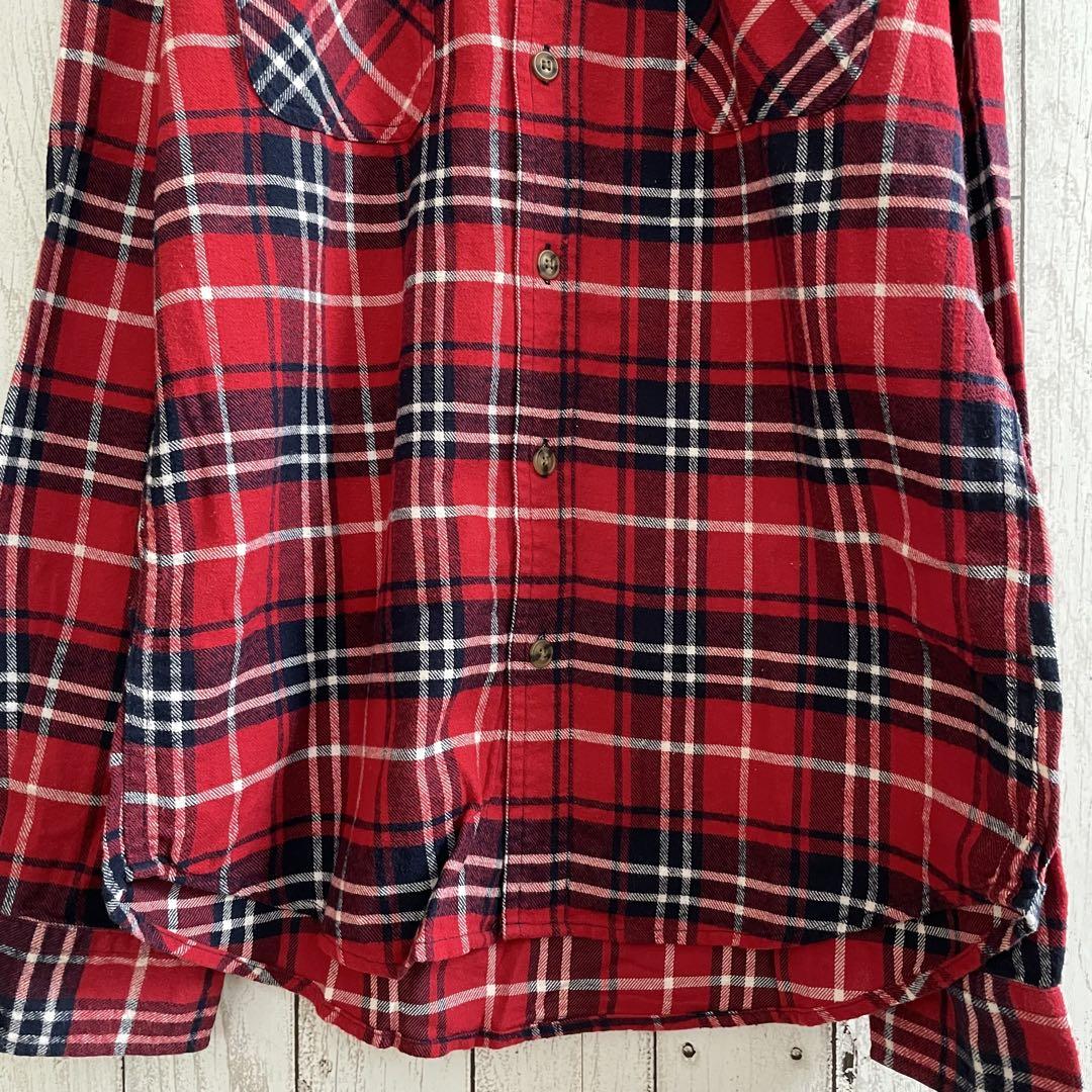 【美品】FLASH REPORT 長袖シャツ Mサイズ レッド チェック柄