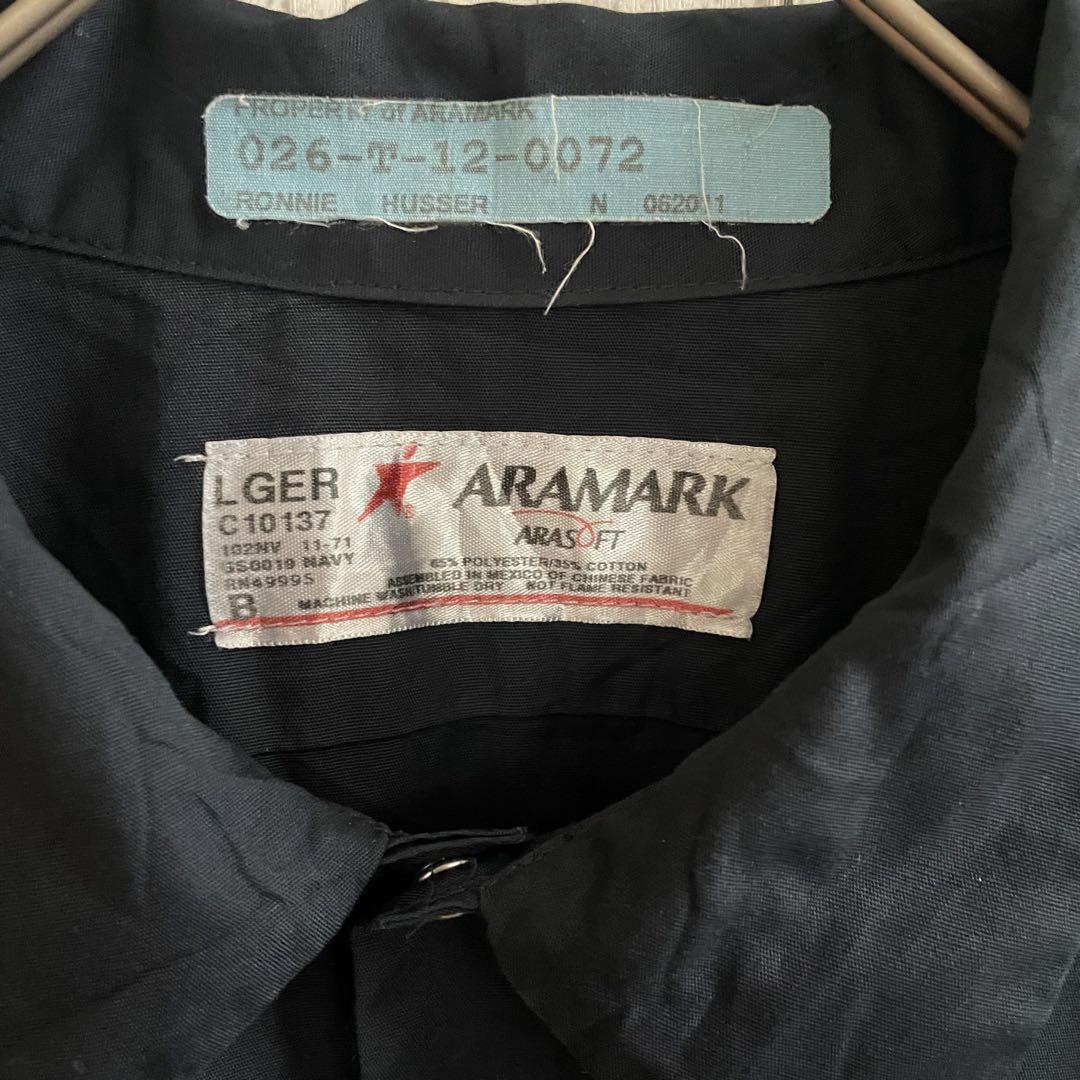 ARAMARK 半袖ワークシャツ Lサイズ ネイビー
