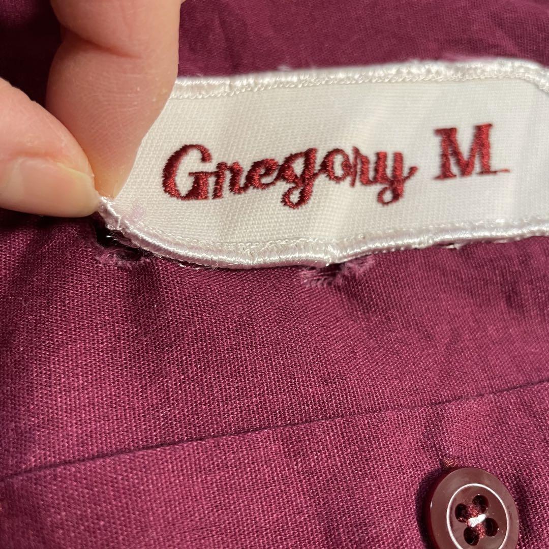 古着 UniWeave メンズ 長袖ワークシャツ Mサイズ ワインレッド
