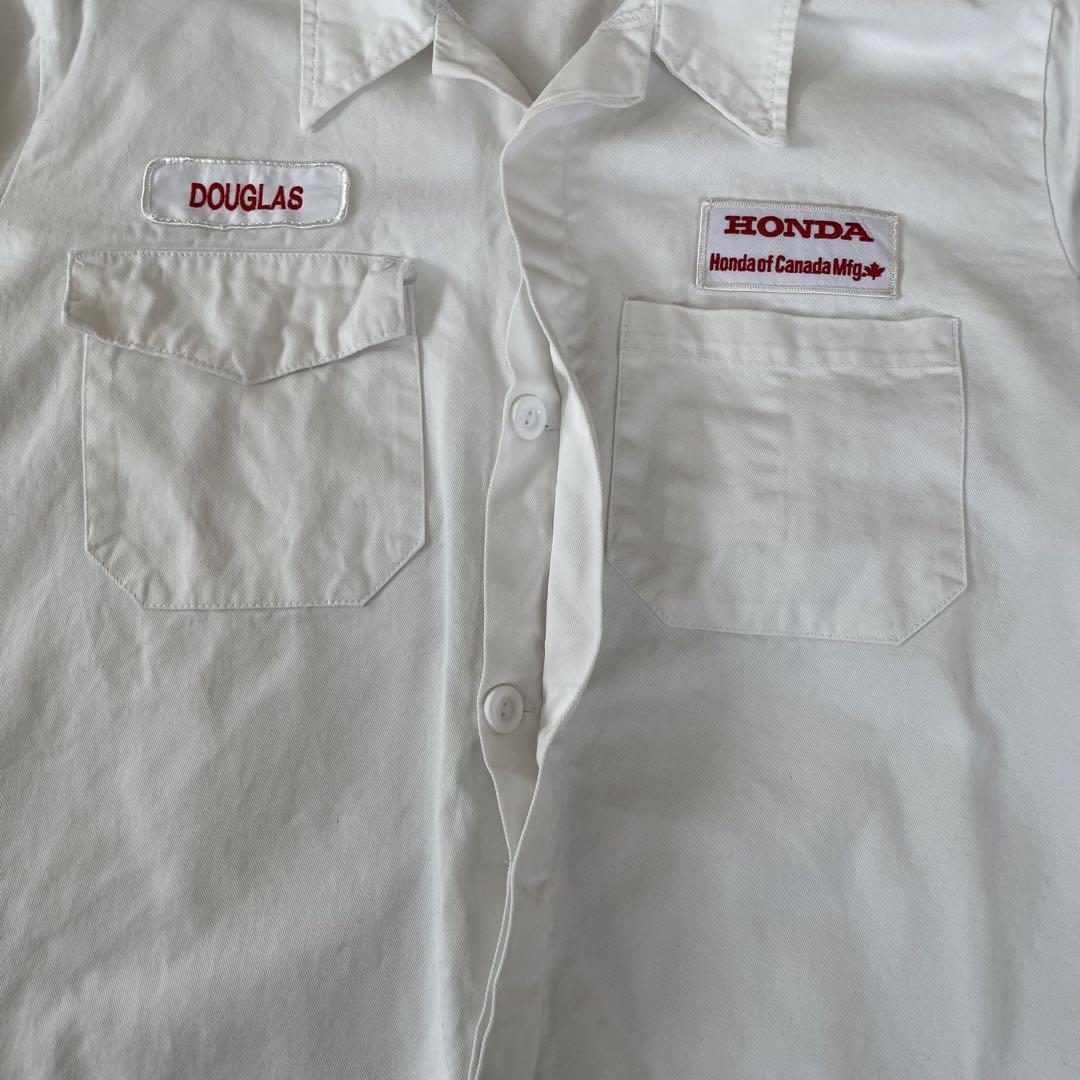 古着premium uniforms 長袖ワークシャツ L ホワイト HONDA