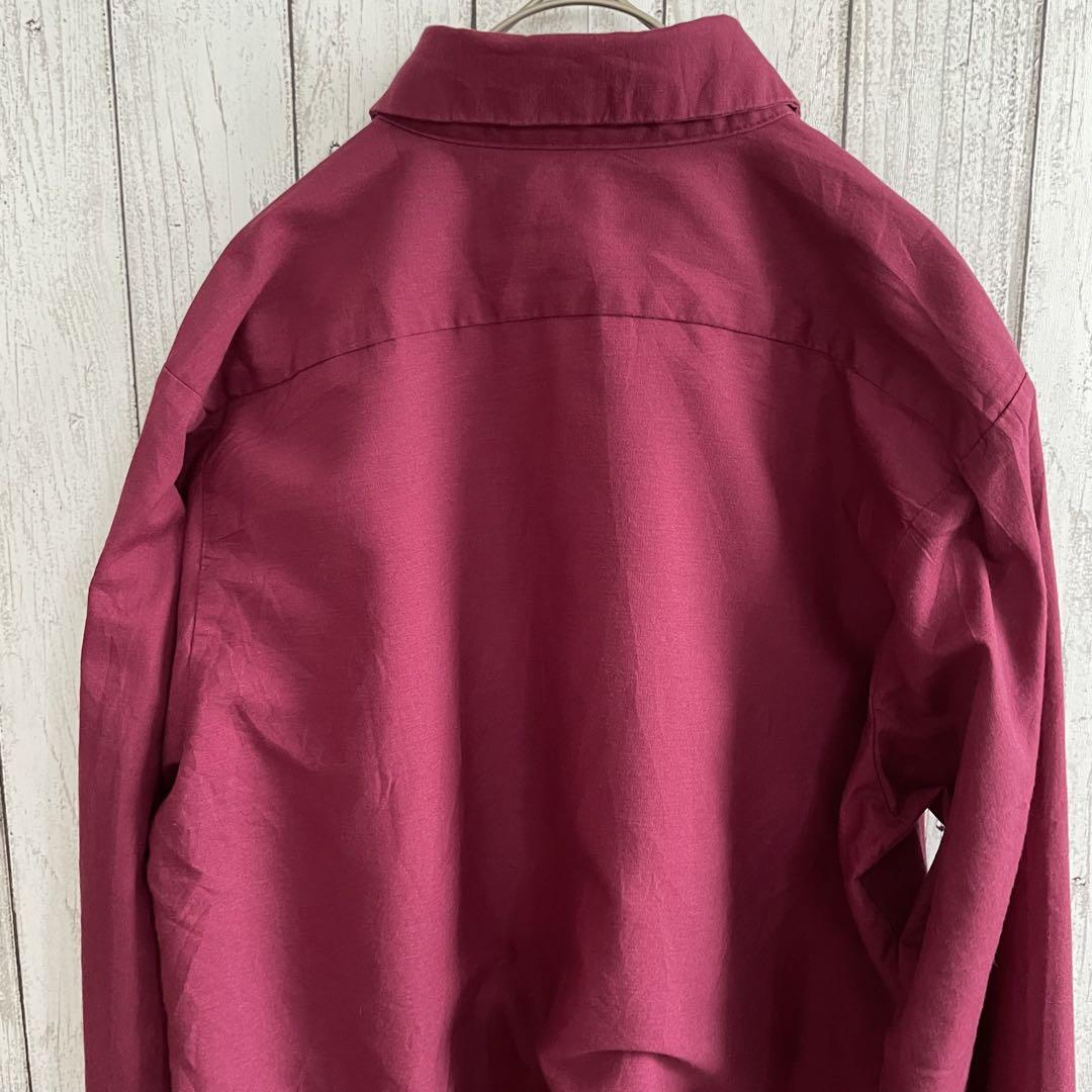 【美品】UniWeave 長袖ワークシャツ Mサイズ ワインレッド