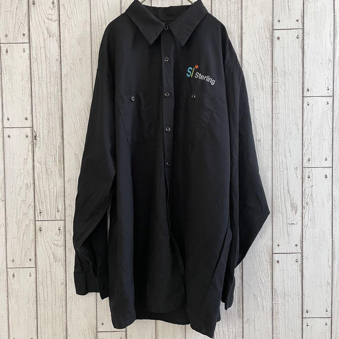 【美品】古着RED KAP 長袖ワークシャツ XXLサイズ ブラック