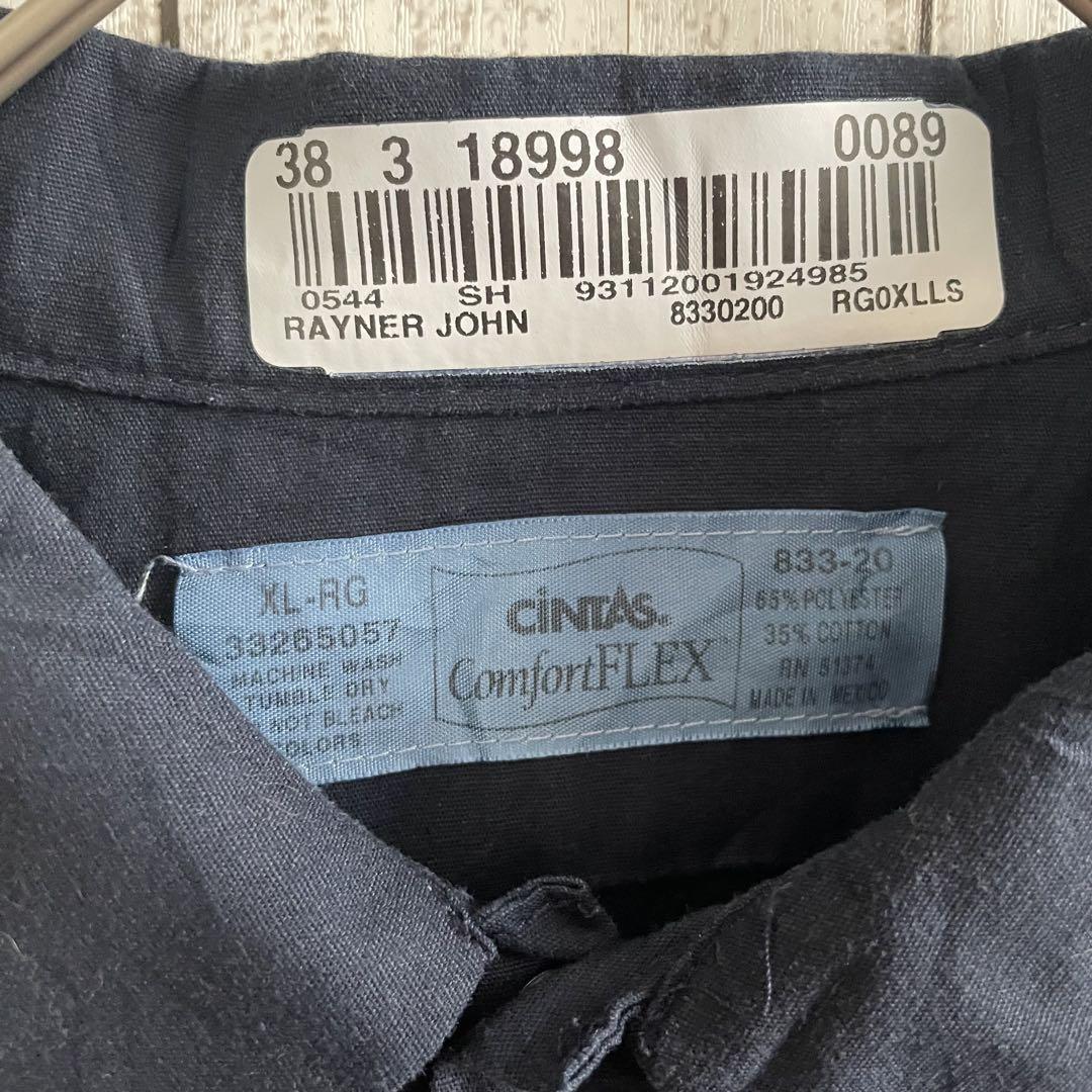 【美品】古着 CINTAS 長袖ワークシャツ XLサイズ ネイビー