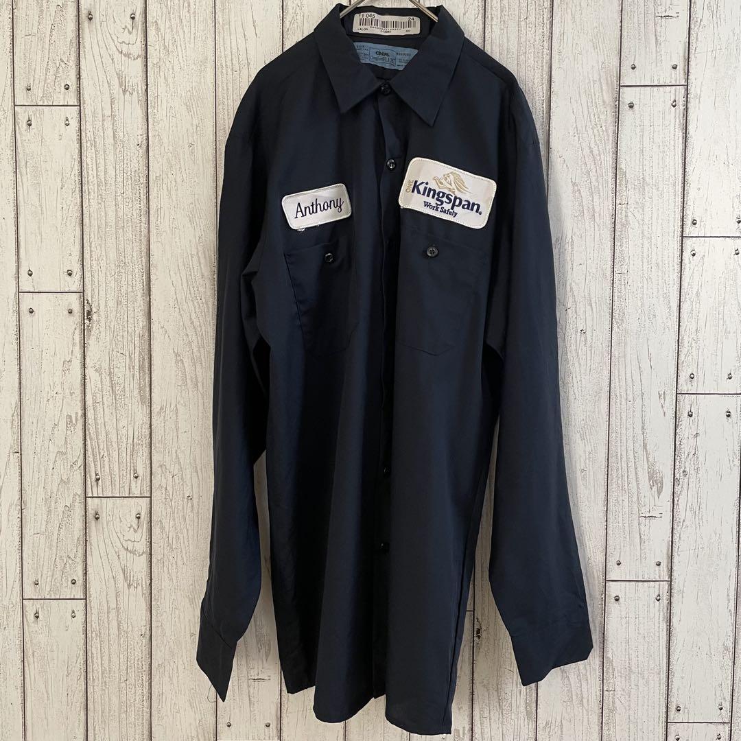 【美品】CINTAS シンタス 長袖ワークシャツ Lサイズ ネイビー