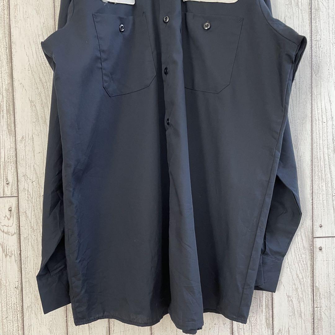 【美品】CINTAS シンタス 長袖ワークシャツ Lサイズ ネイビー