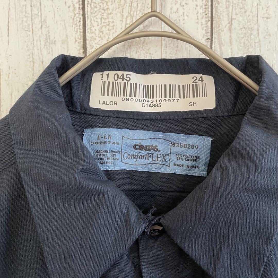 【美品】CINTAS シンタス 長袖ワークシャツ Lサイズ ネイビー