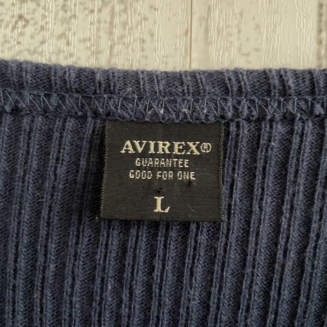 【美品】AVIREX 長袖ニット Lサイズ ネイビー