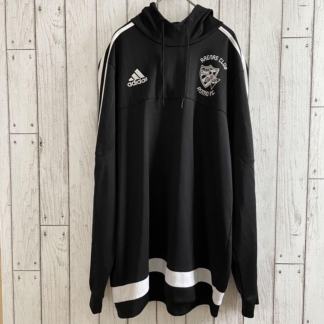 【美品】adidas サッカークラブロゴ入り 長袖パーカー Lサイズ ブラック