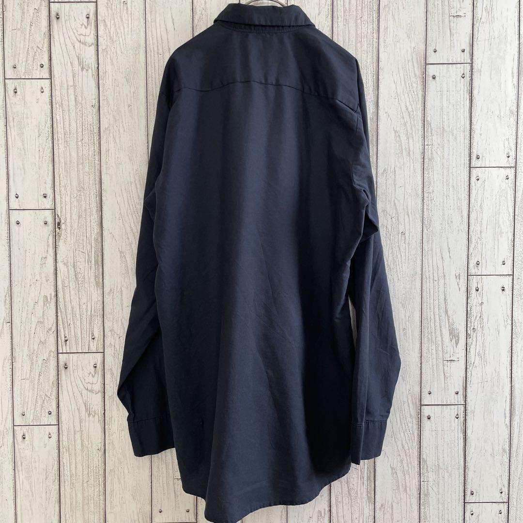 【美品】古着 RED KAP 長袖ワークシャツ Mサイズ ネイビー
