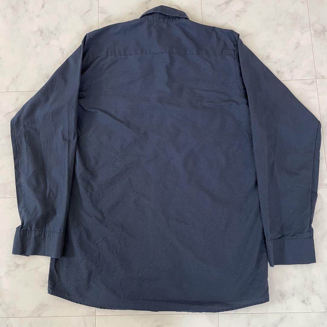 【美品】古着 RED KAP 長袖ワークシャツ Mサイズ ネイビー
