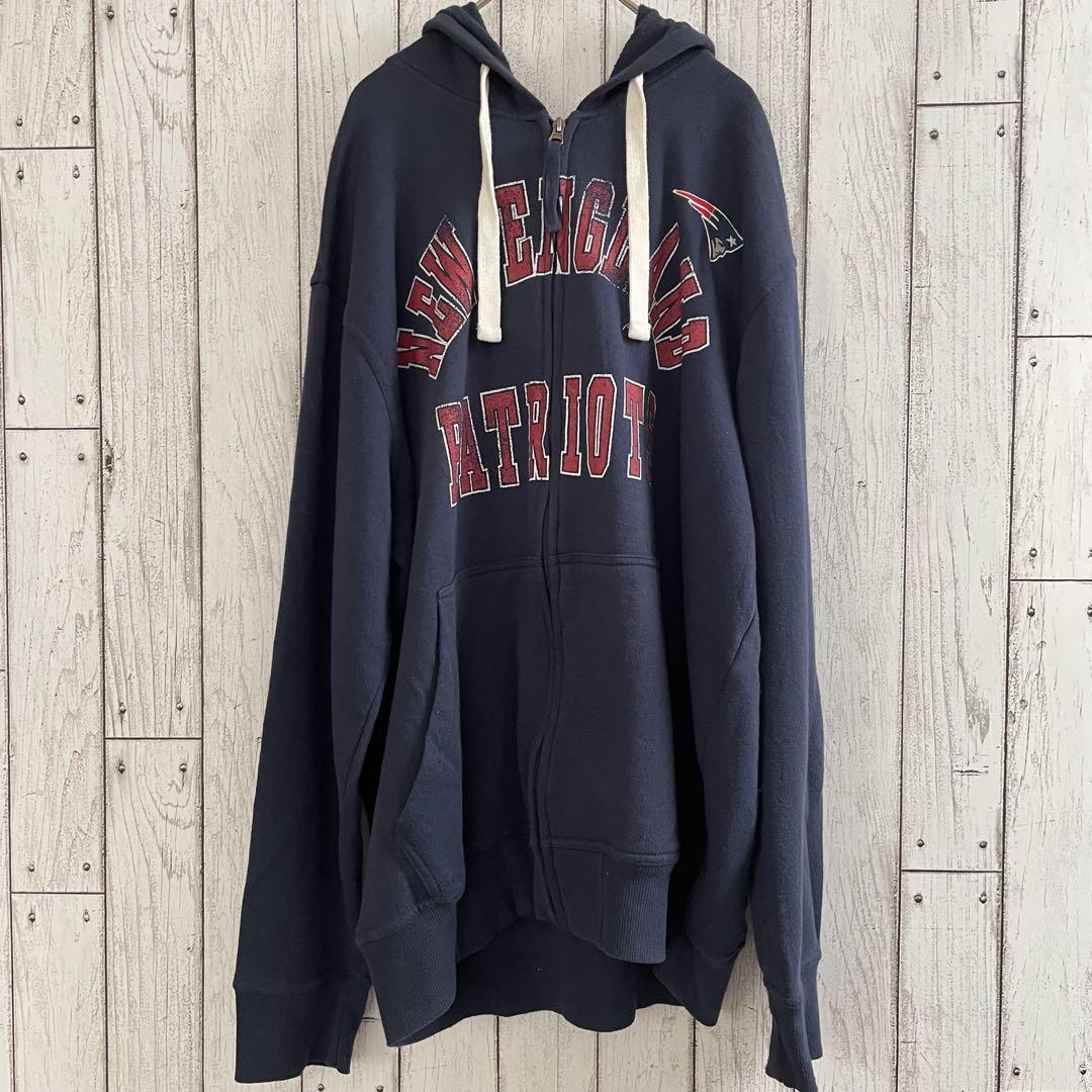 【美品】90s USA古着NFL 長袖ジップアップパーカー XLサイズ ネイビー