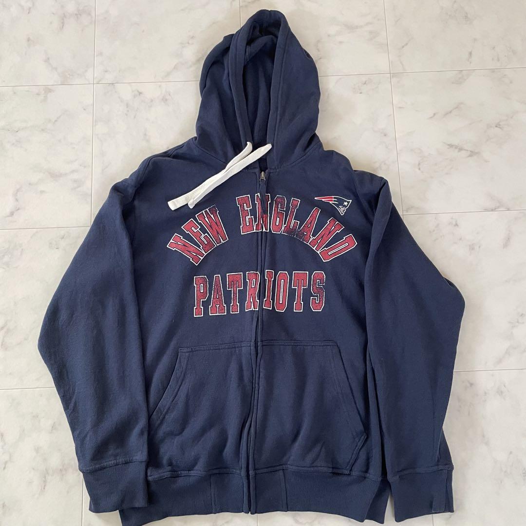 【美品】90s USA古着NFL 長袖ジップアップパーカー XLサイズ ネイビー