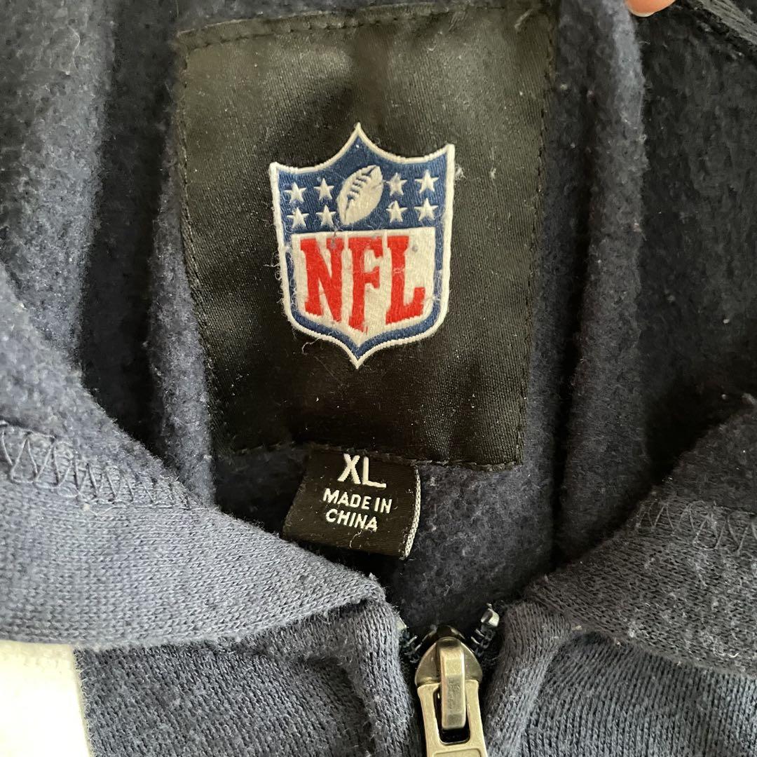 【美品】90s USA古着NFL 長袖ジップアップパーカー XLサイズ ネイビー