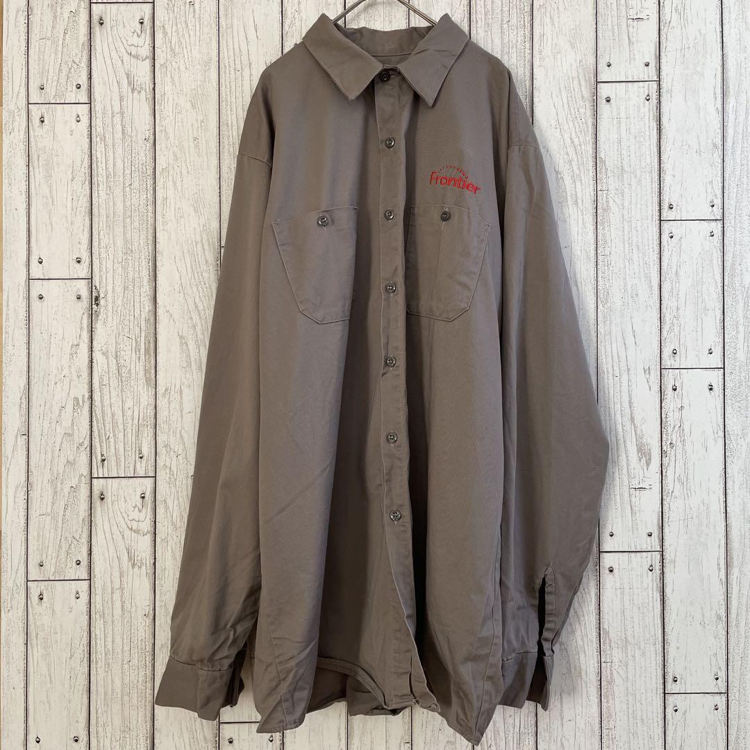 【美品】RED KAP 長袖ワークシャツ XLサイズ ブラウン