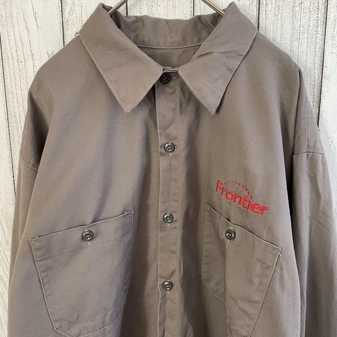 【美品】RED KAP 長袖ワークシャツ XLサイズ ブラウン