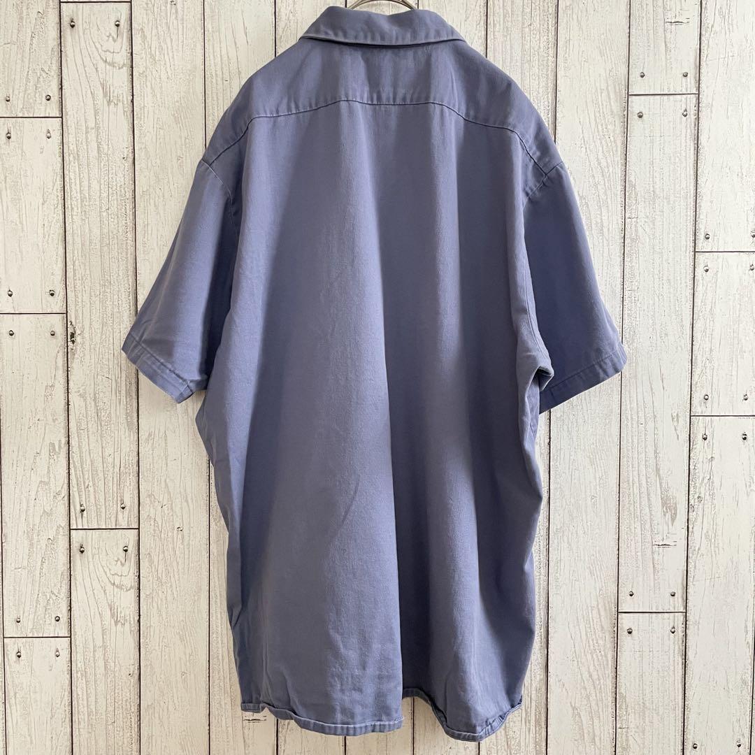 【美品】CINTAS 半袖ワークシャツ XLサイズ ブルー