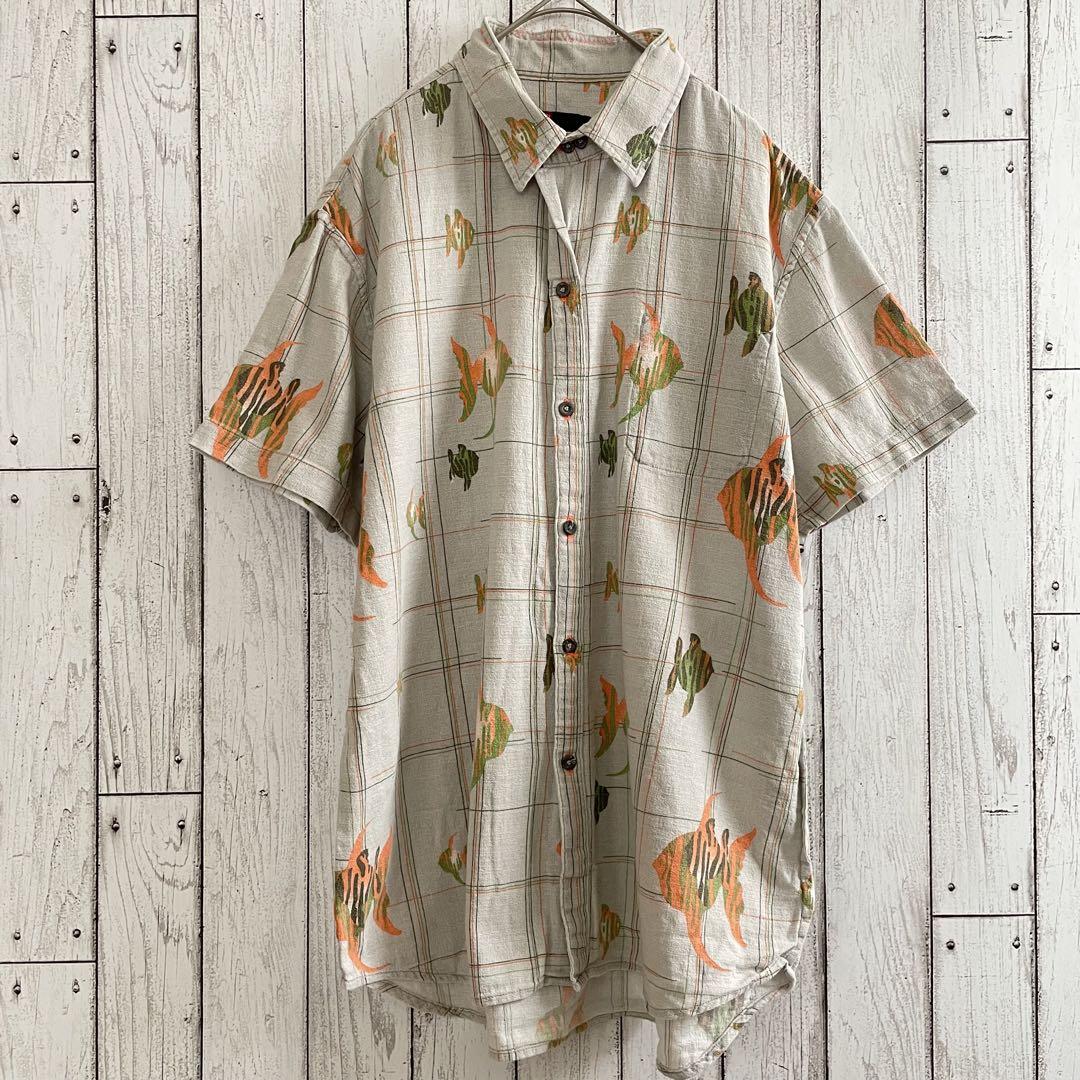 【美品】DIESEL 半袖シャツ アロハシャツ Lサイズ 魚柄