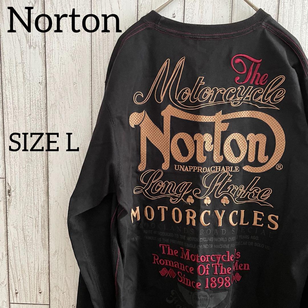 【美品】Norton ロングTシャツ Lサイズ ブラック バイク ライダー