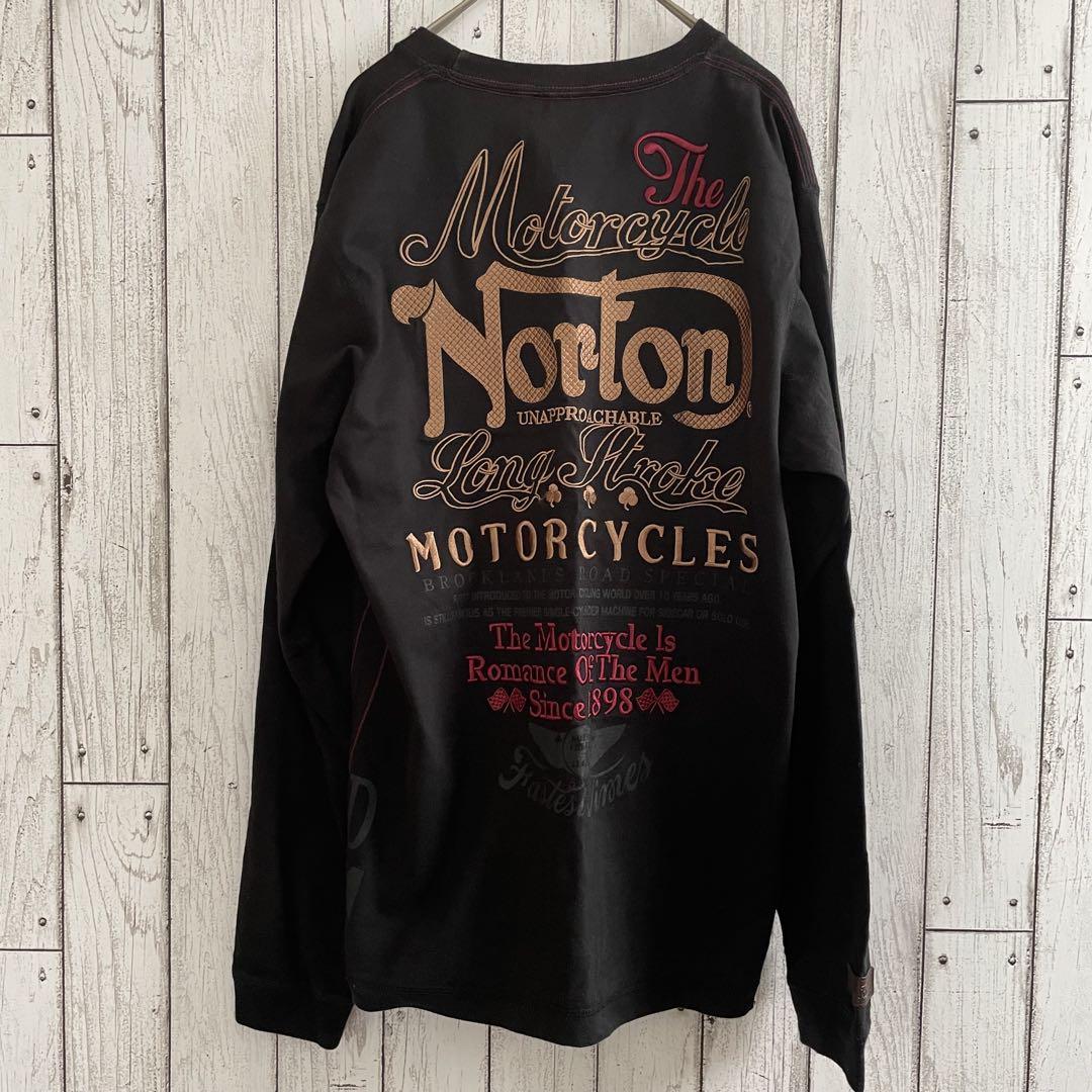 【美品】Norton ロングTシャツ Lサイズ ブラック バイク ライダー