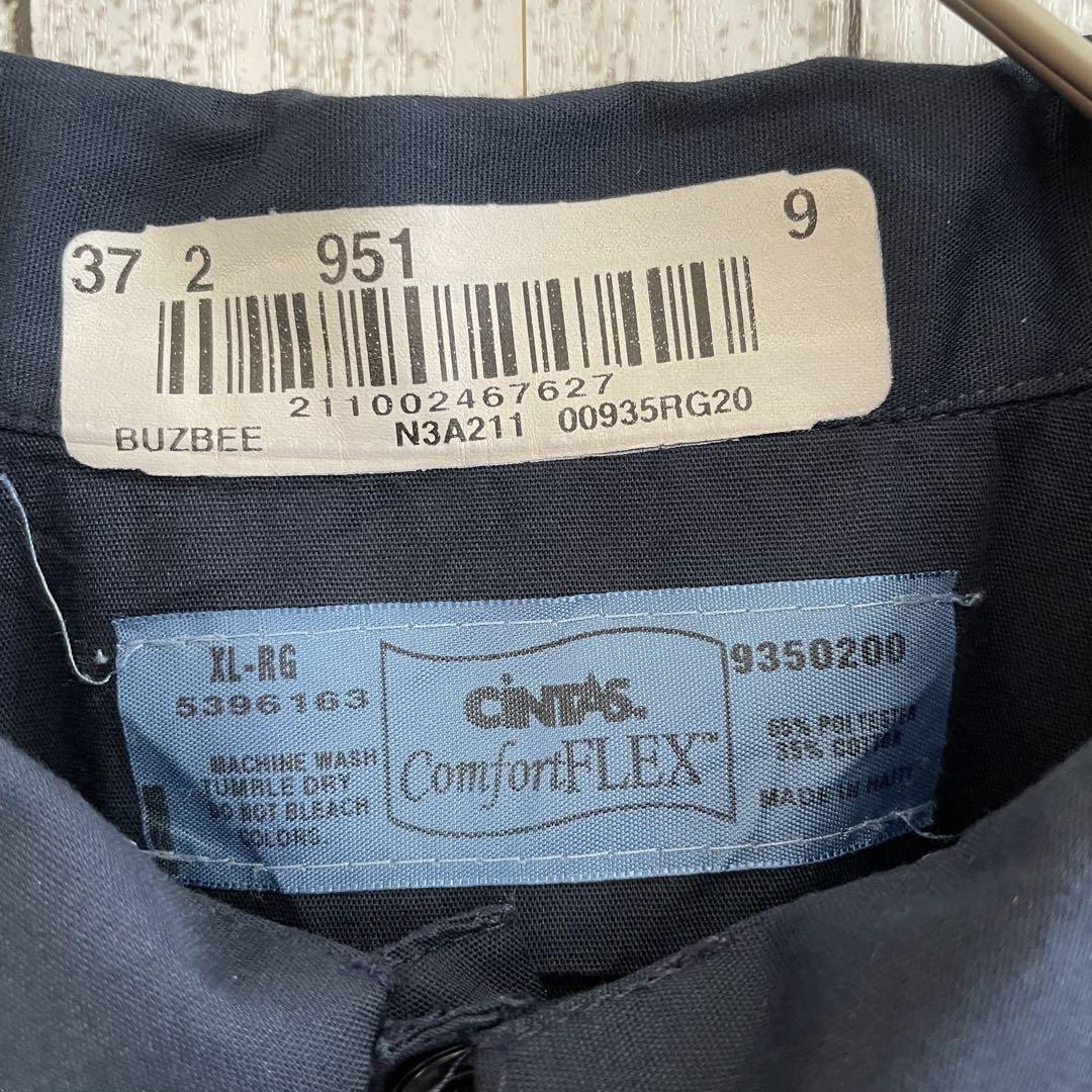 古着 CINTAS 長袖ワークシャツ XLサイズ ネイビー