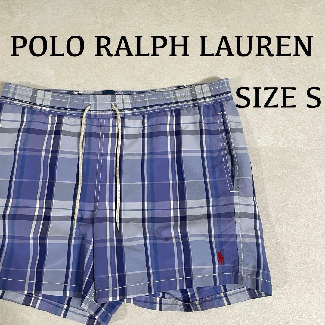 【美品】POLO RALPH LAUREN スイムショーツ 青チェック柄 S