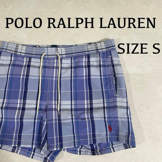 【美品】POLO RALPH LAUREN スイムショーツ 青チェック柄 S