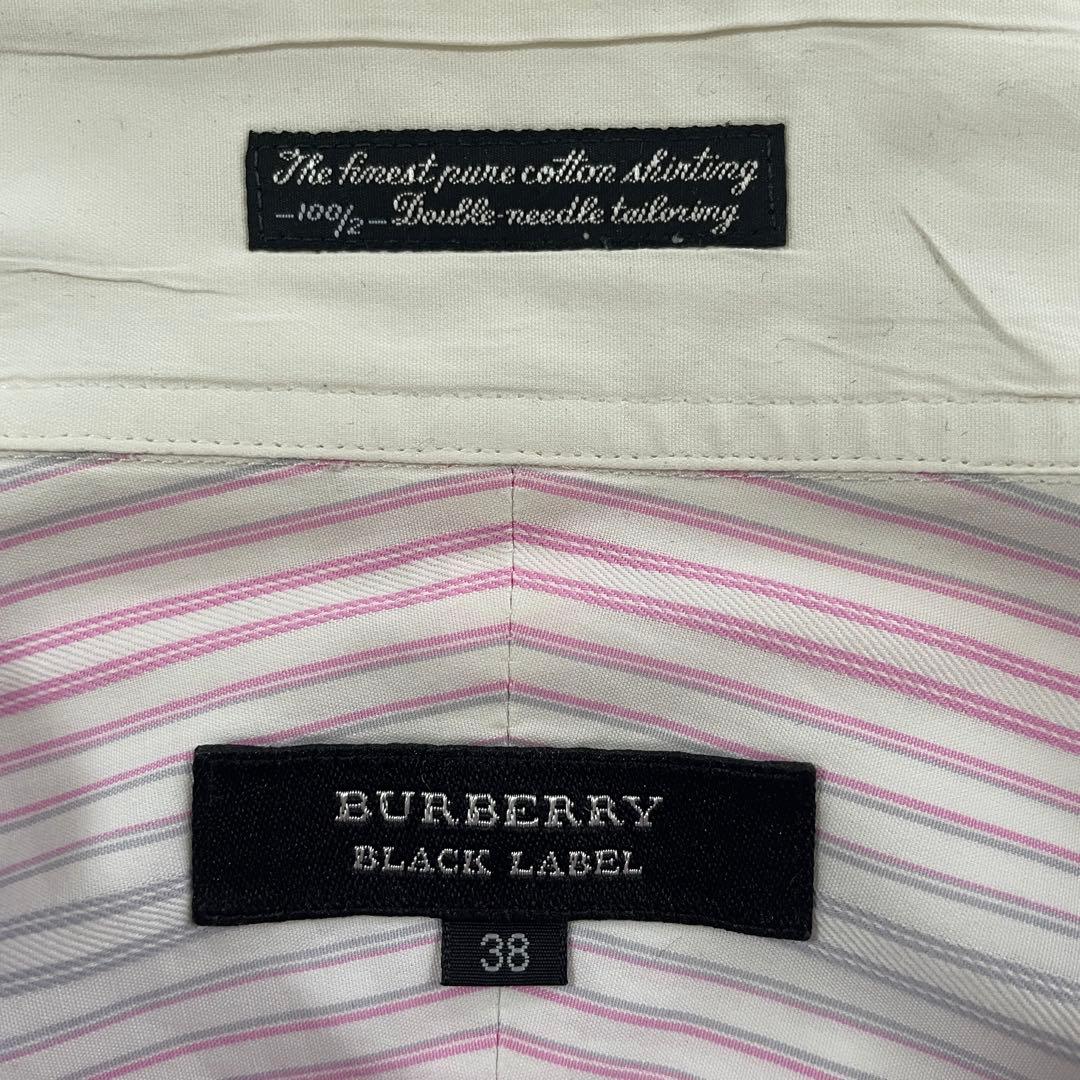 古着 BURBERRY BLACK LABEL 長袖シャツ ストライプ 38