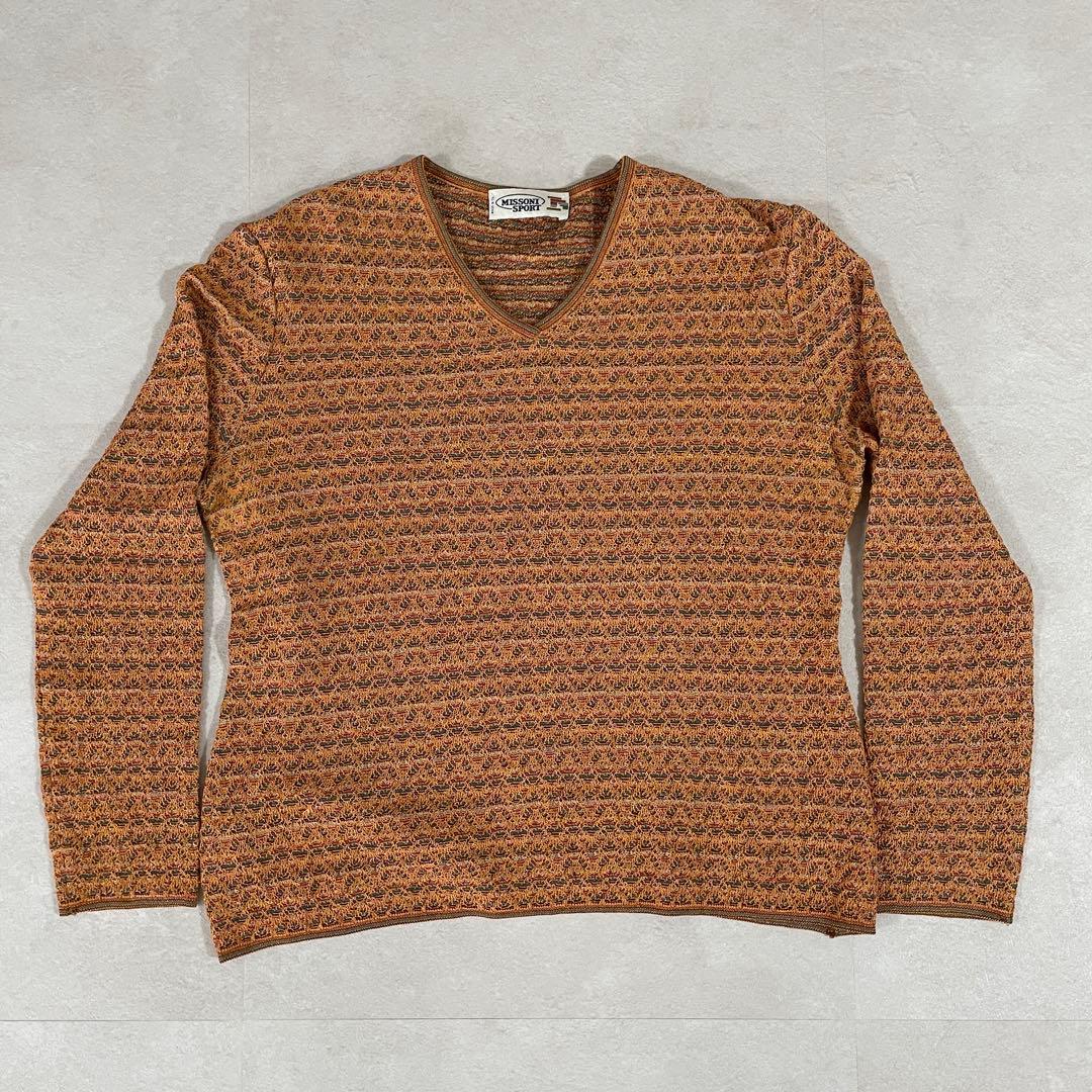 【美品】MISSONI ニット Vネックセーター イタリア製 総柄