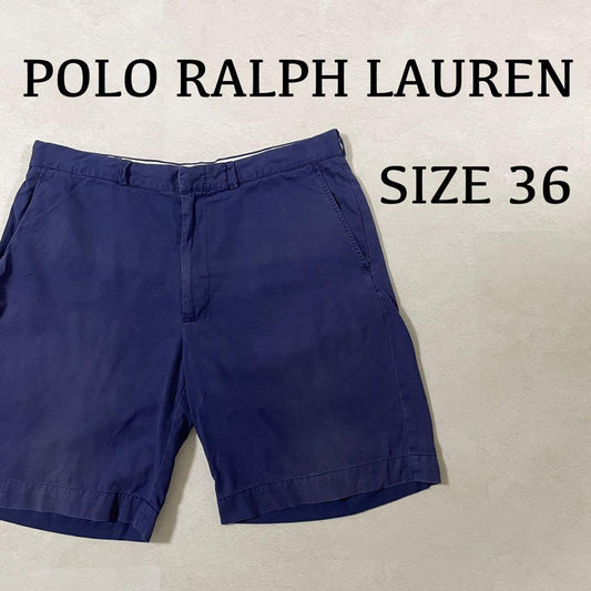 90s POLO RALPH LAUREN ハーフパンツ 36 ネイビー