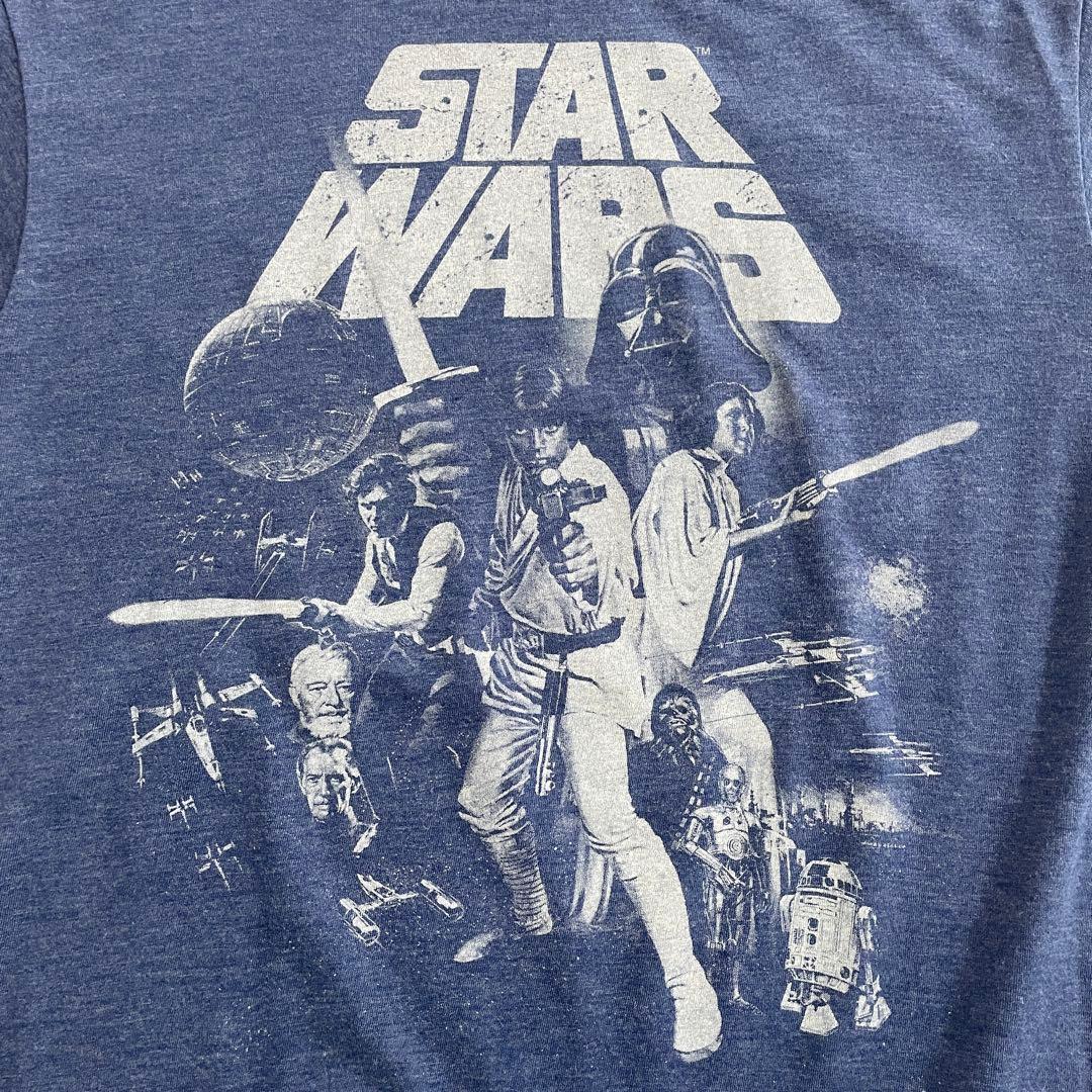 古着 STAR WARS ロゴプリント 半袖Tシャツ ブルー Mサイズ
