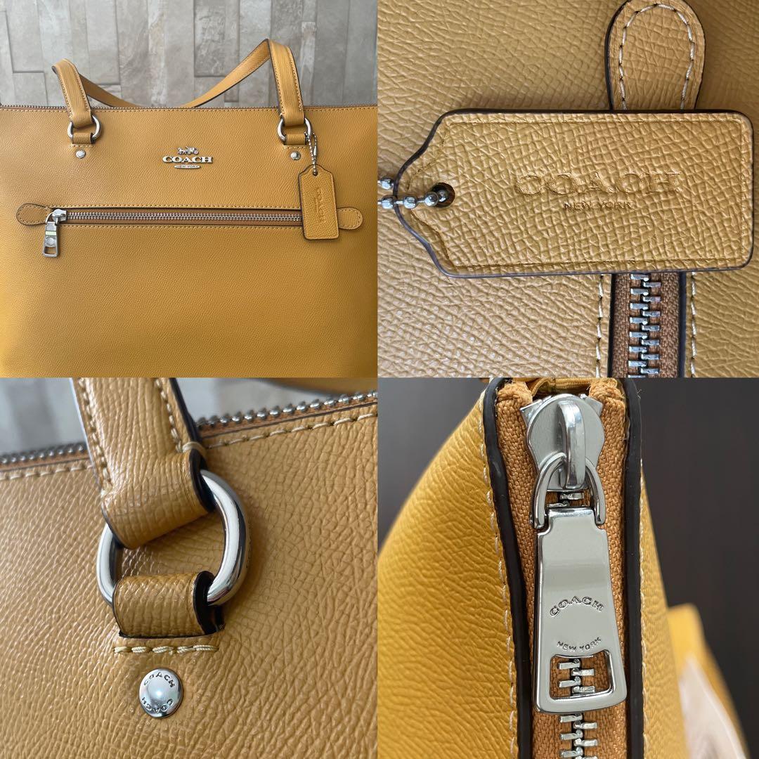 訳あり新品 COACH トートバッグ ハニカム/イエロー
