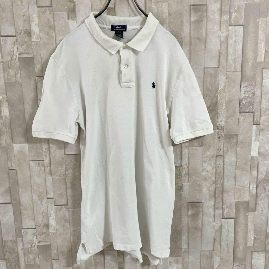 90s POLO RALPH LAUREN 半袖ポロシャツ XL ホワイト