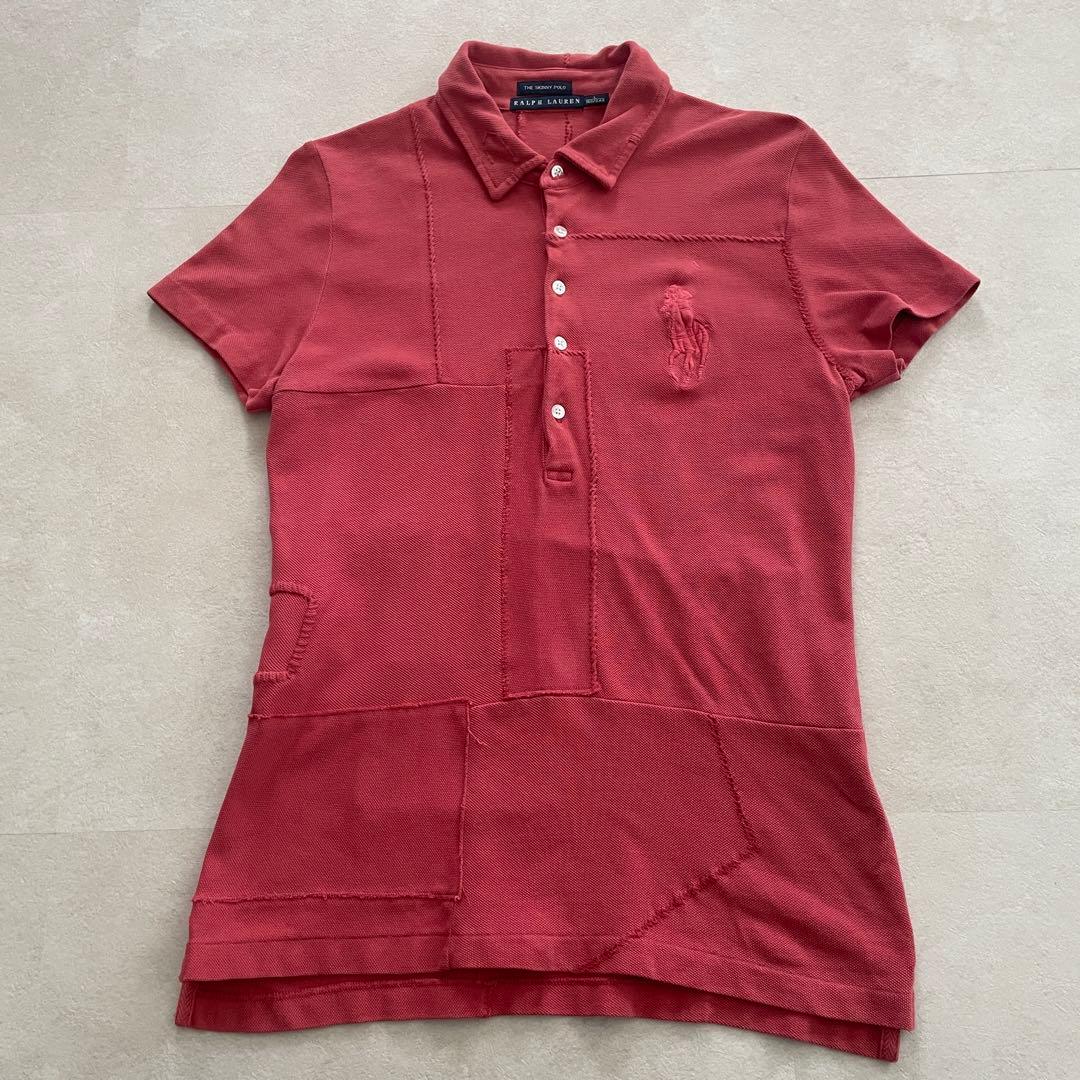 【美品】RALPH LAUREN スキニー パッチワーク ポロシャツ L