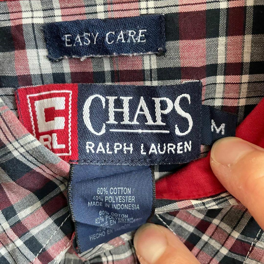 80s ラルフローレン メンズ 半袖 シャツ Mサイズ レッド系 チェック柄