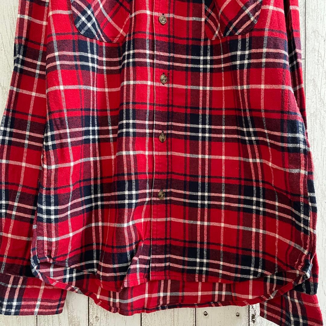 【美品】FLASH REPORT 長袖シャツ Mサイズ レッド チェック柄