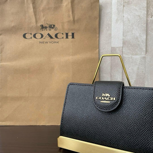 訳あり新品 COACH 二つ折り財布 ブラック