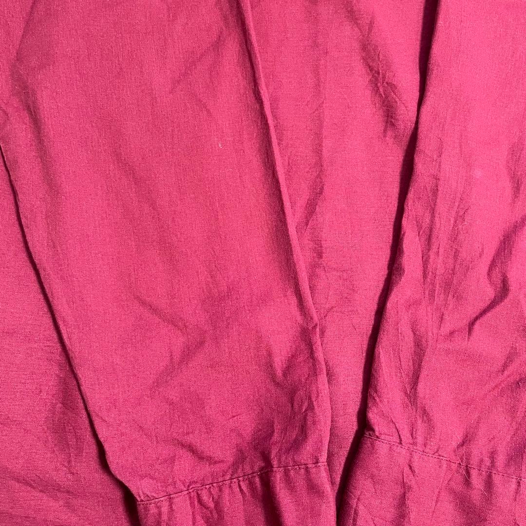 古着 UniWeave メンズ 長袖ワークシャツ Mサイズ ワインレッド