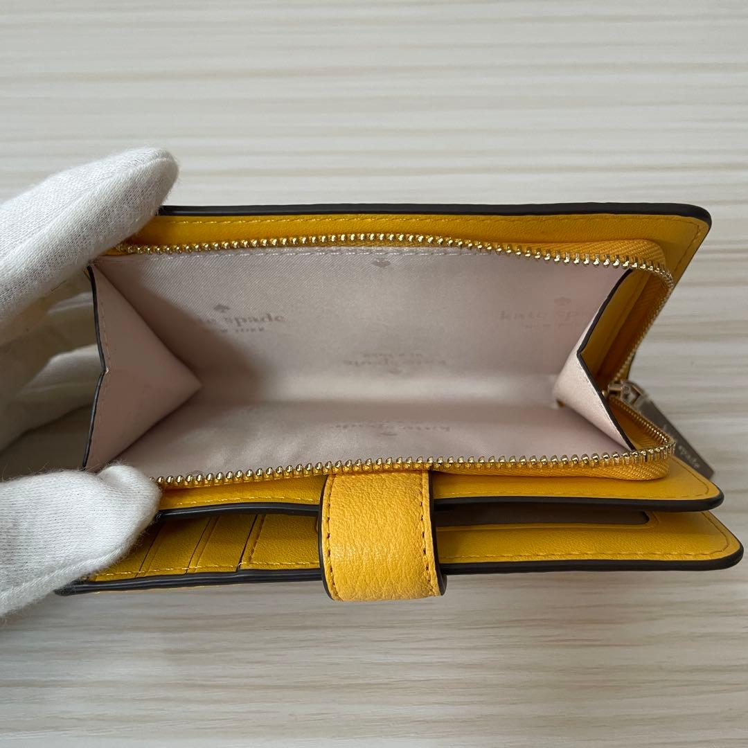 訳あり新品 kate spade 二つ折り財布 イエロー