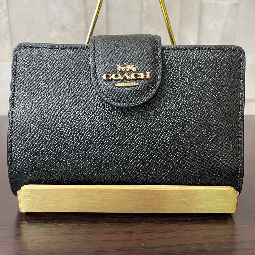 訳あり新品 COACH 二つ折り財布 ブラック